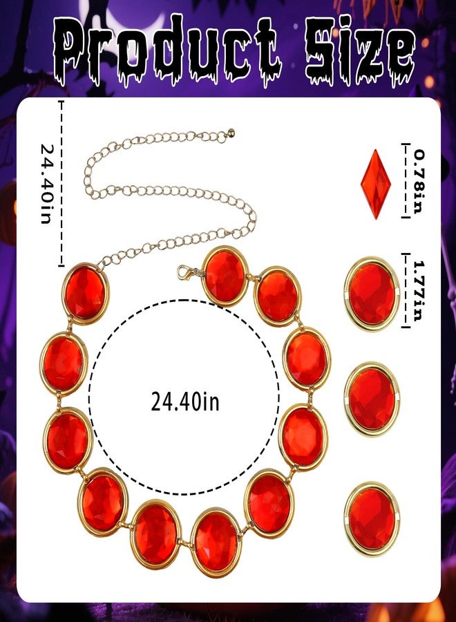 Pirekul Red Gem Jewel Belt, Adjustable Rhinestone Chain Belt for Women Halloween Cosplay Costume Dress Up Accessories (B-Red) - Image 2